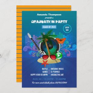 Orange and Blue Summer Graduation Party Invitation