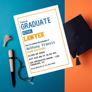 Orange and Blue Virtual Graduation Invitation