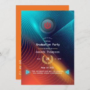 Orange and Blue Virtual Graduation Party Invitation