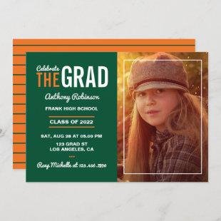 Orange and Green Graduation Party Invitation
