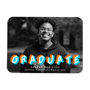 Orange and Turquoise | Anaglyph Graduation Photo Magnet
