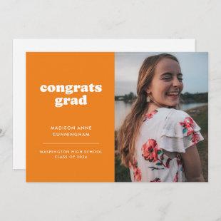 Orange and White Congrats Grad Photo Graduation Announcement