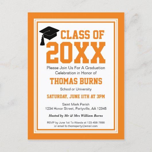 Orange and White Graduation Party Invitation Postcard