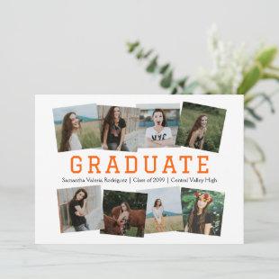 Orange Angled Eight-Photo Graduation Announcement
