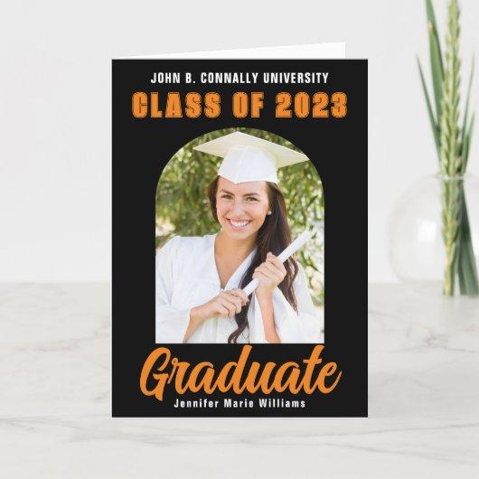 Orange Black 2023 Graduate Photo Folded Graduation Announcement