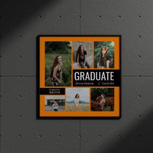 Orange & Black 6 Photo Graduation Poster
