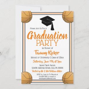 Orange & Black Basketball Graduation Party Invitation