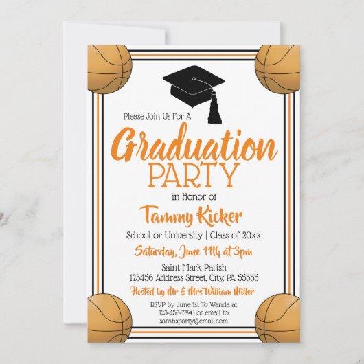 Orange & Black Basketball Graduation Party Invitation