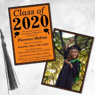 Orange Black Class of 2024 Graduation Photo Invitation