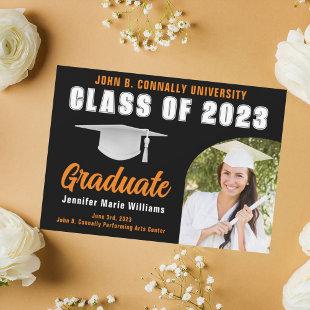 Orange Black Graduate Bold 2023 Graduation Party Announcement