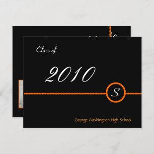 Orange & Black Monogram Photo Invitation