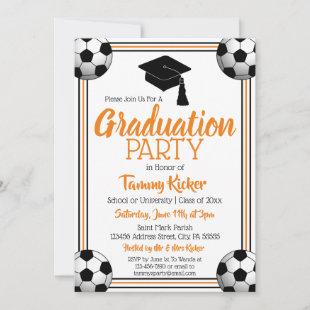 Orange & Black Soccer Graduation Party Invitation