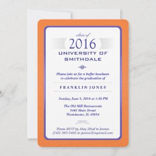 Orange & Blue Formal Graduation Party Invitation