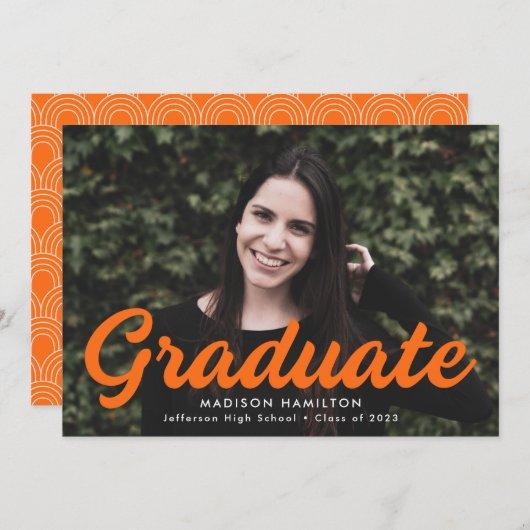 Orange | Bold Script Photo Graduation Party Invitation