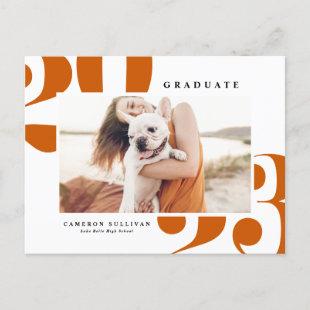 Orange Bold Typography 2023 Photo Graduation Invitation Postcard