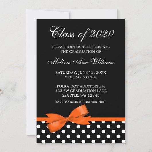 Orange Bow Polka Dots Graduation Announcement