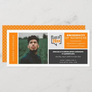 Orange Boxes & Photo Wide Graduation Invitation