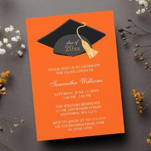 Orange Cap and Tassel Graduation Announcement