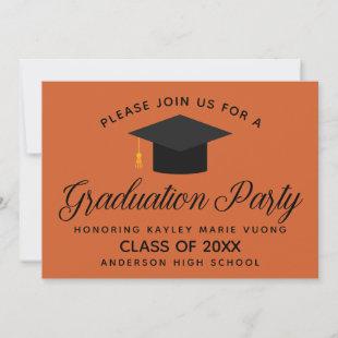 Orange Class of 2024 Personalized Graduation Party Invitation
