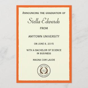 Orange Classic Graduation Announcement