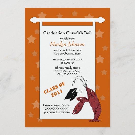 Orange Crawfish / Lobster Stars Graduation Invitation