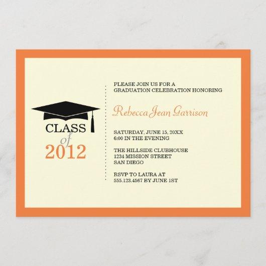 Orange ecru cap tassel graduation announcement