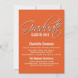 Orange Elegant Script Graduation Invite