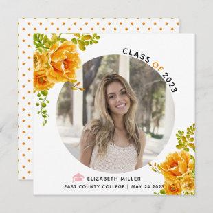 Orange flowers Class of 2023 graduation photo Announcement