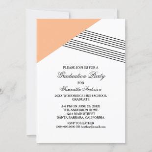Orange Geometric Stripe Graduation Party Invite
