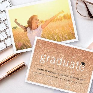 Orange Glitter Minimal Graduate Photo Graduation Announcement