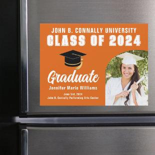 Orange Graduate Photo 2024 Graduation Magnet Card