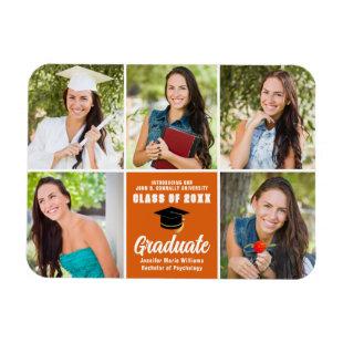 Orange Graduate Photo Collage Chic 2024 Graduation Magnet