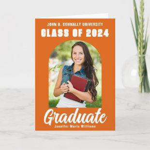 Orange Graduate Photo Modern Folded Graduation Announcement