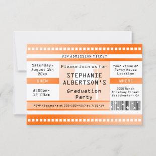 Orange Graduation or Party Admission Ticket Invitation