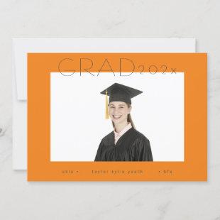 orange gray simple grad school photo announcement