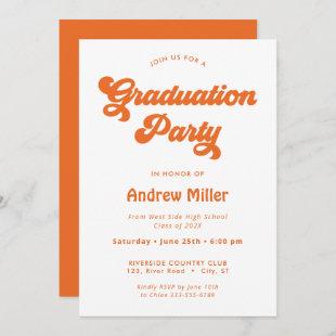 Orange Groovy Retro Graduation Party Invitation