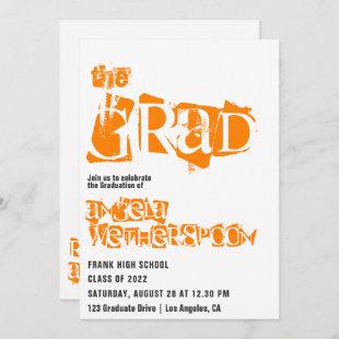 Orange Grunge Typography Graduation Party Invitati Invitation
