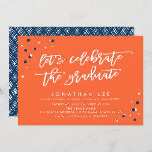 Orange Let's Celebrate the Graduate Grad Party Invitation