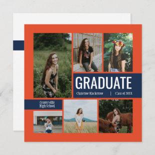 Orange Modern 6 Photo Graduation | Custom Color