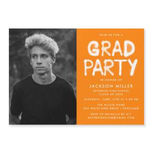 Orange Spray Paint Photo Graduation Party Magnetic Invitation