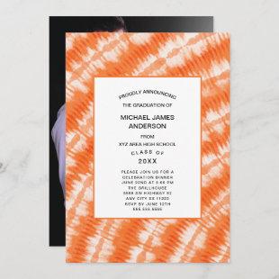 Orange Tie Dye photo graduation celebration invite