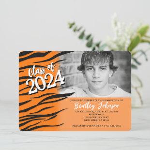Orange Tiger or Bengal Graduation Photo Invitation