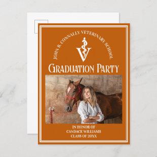 Orange Veterinary School Photo Graduation Party Invitation Postcard