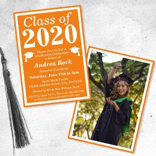 Orange White Class of 2024 Graduation Photo Invitation