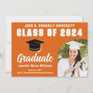 Orange White Graduate Bold 2024 Graduation Party Announcement