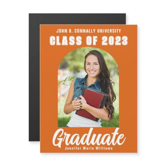 Orange White Graduate Photo 2023 Graduation Magnet