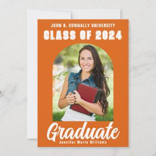 Orange White Graduate Photo Modern Bold Graduation Announcement