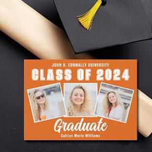 Orange White Photo Collage Class of 2024 Graduate Announcement