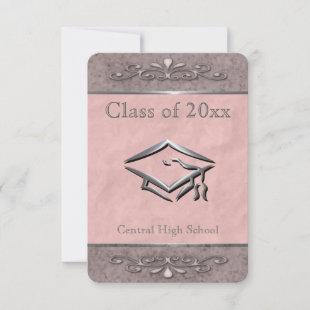 Ornate Customizable Pink Graduation Invitations