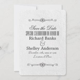 Ornate Pattern / White Texture Save The Date